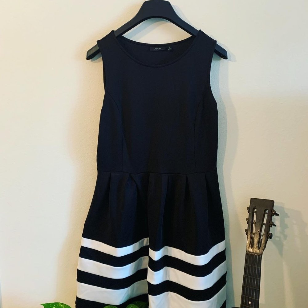 Black Bell Dress with White Piping